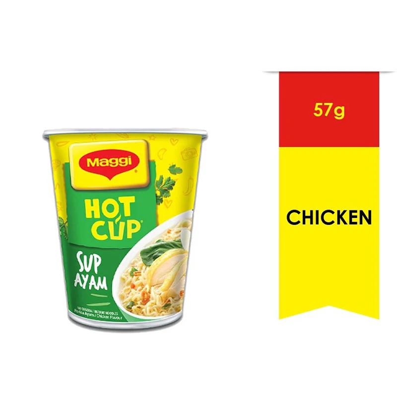 High Quality Instant MAGGI-Hot Cup Chicken Noodles 57g Made From a Blend of Aromatic Herbs and Spices