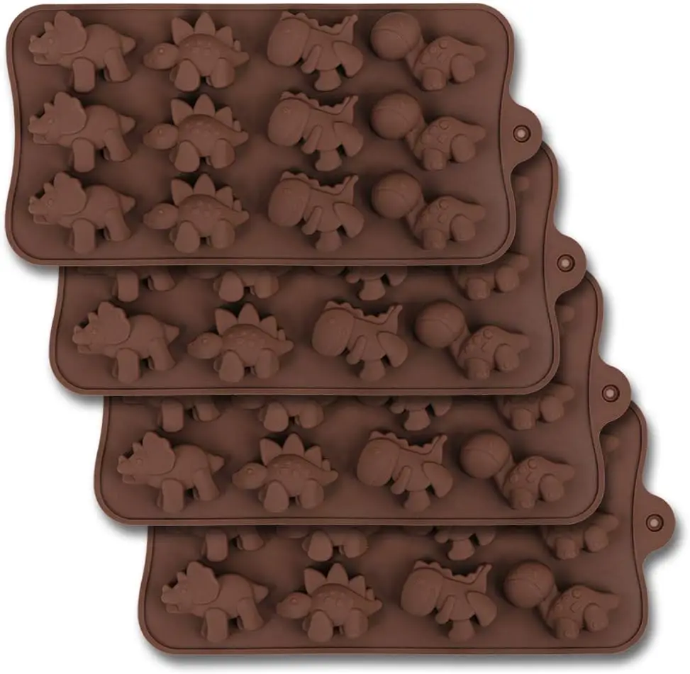 12 Cavity Dinosaur Chocolate Mold Non Stick Silicone Dinosaur Mold for Candy Chocolate Jelly Ice Cube