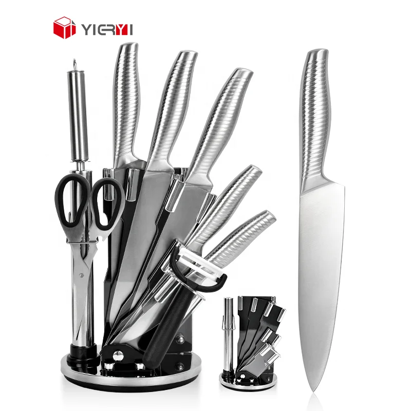 YIERYI 9 PCS High Quality Stainless Steel Knife with Hollow Handle Kitchen Knives Set