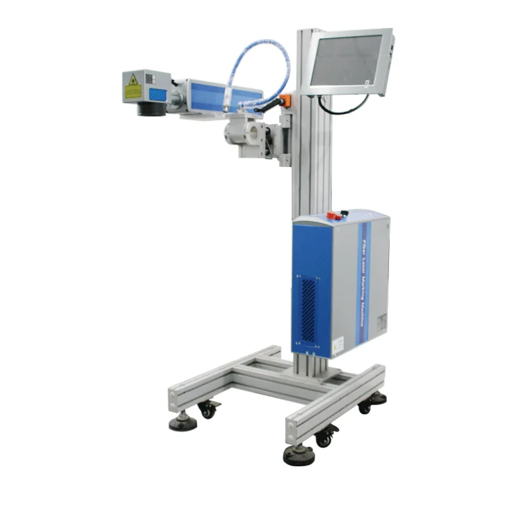 20w 30w 50w 60w 70w 100w Fiber Flying Online Laser Marking Printing Machine for Food Plastic Bag Laser Printer