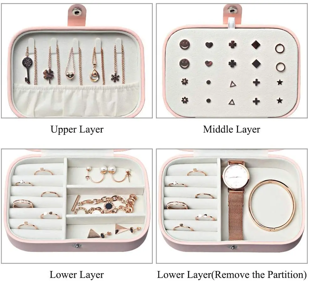 Custom logo pu leather jewelry box small and convenient jewelry case