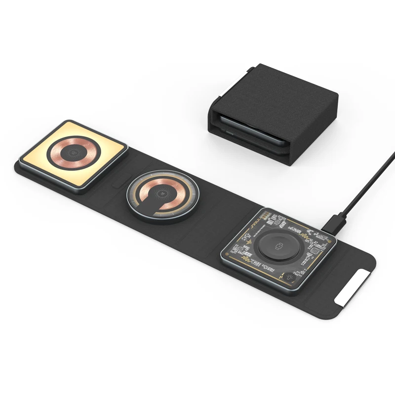 2023 Newest Design Multifunctional Magnetic Wireless Charger Station,Fast 15w Portable Foldable 3 in 1 Wireless Charger