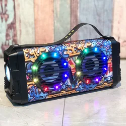 KBQ2102C LED Portable Boom Box Outdoor Speaker BT Wireless Speaker  Bass Column Subwoofer Sound Box with Mic Support TF FM USB