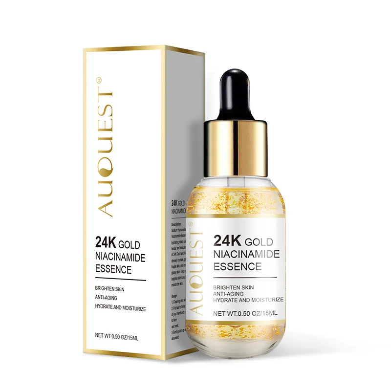 Private Label AUQUEST 24K Gold Niacinamide VC Liquid Serum Brightening Firming Skin Moisturizing Liquid Face Serum Facial