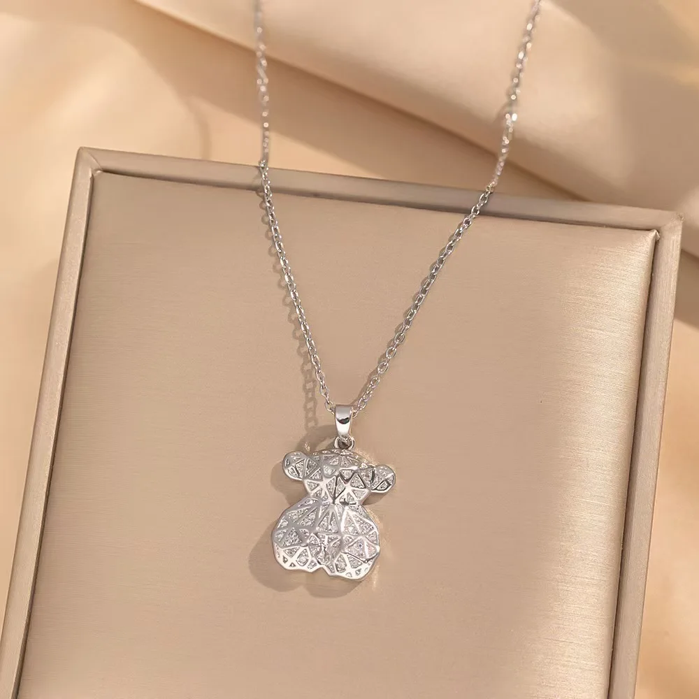 Hot Line Bear Pendant Earrings Fashion Light Luxury Copper Gold-plated Non-fading Necklace Earrings for Women Jewelry