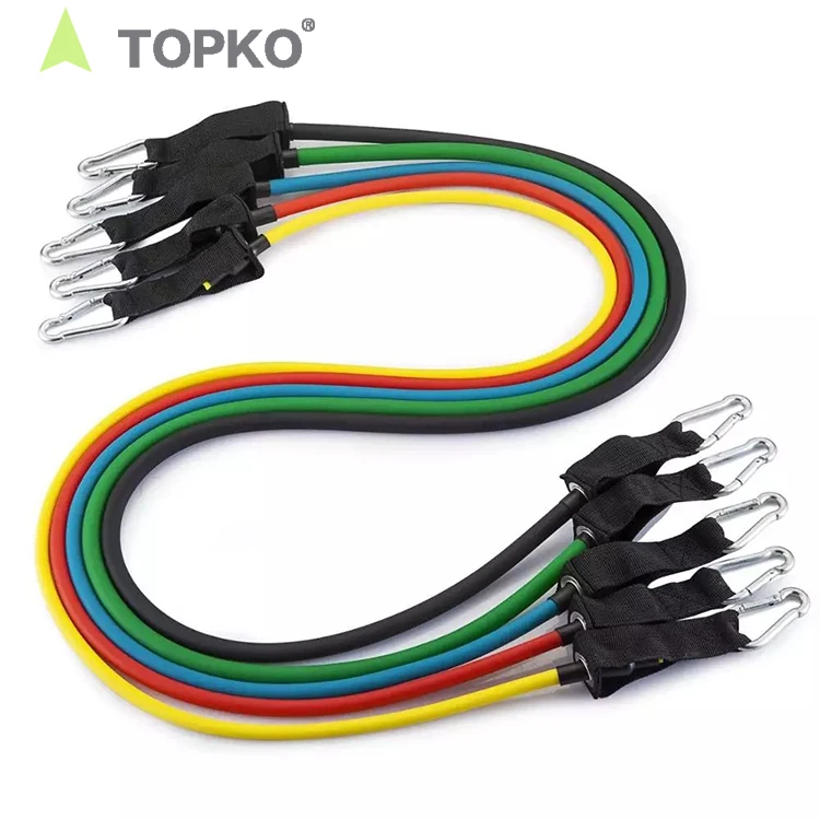TOPKO фитнес натуральный ТПЭ Латекс упражнения эластичная резиновая трубка набор 11 шт. эластичные ленты