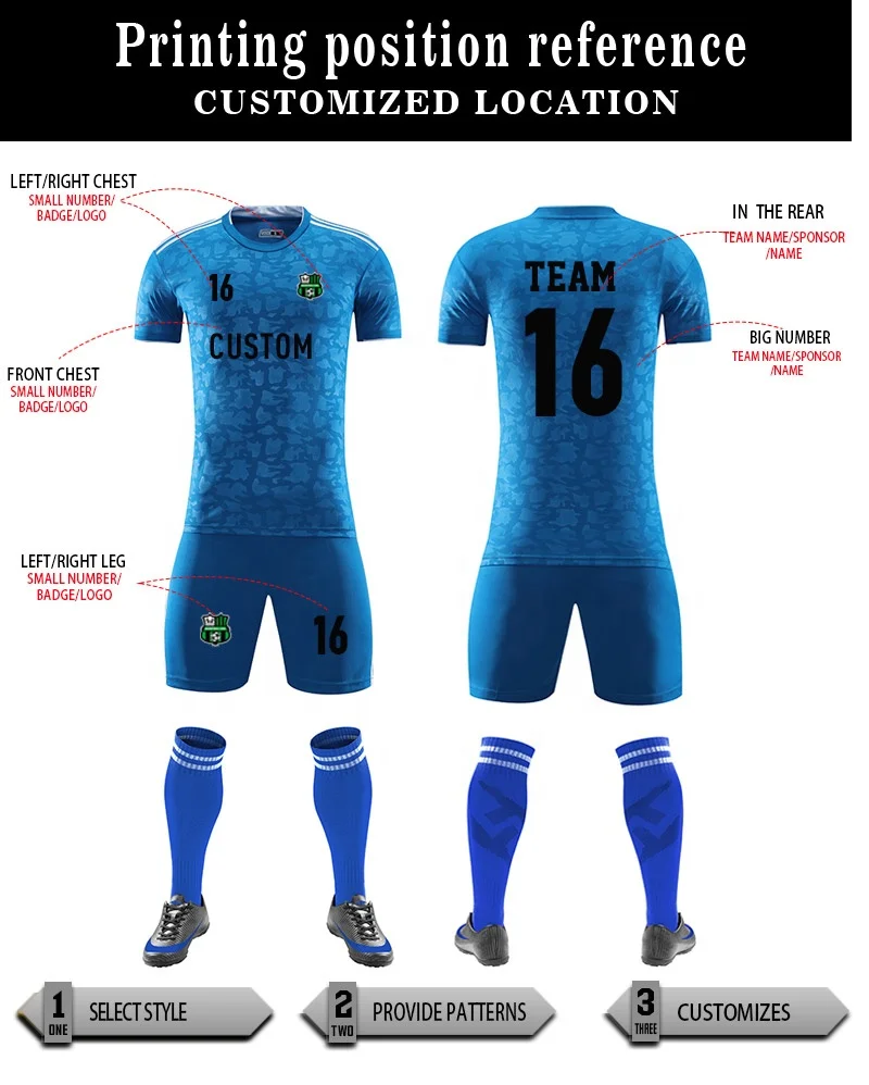 
2021 Latest Football Jersey Printing Numbers Cheap Customized With Name Club Training Quick Dry Football uniform 