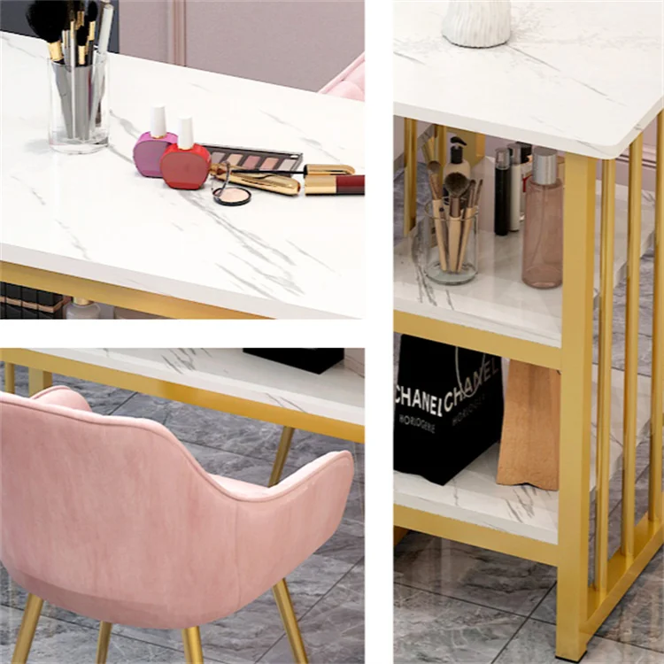 Portable Rustic Professional Led Mabrle Pink Polish Set Salon Furniture Cheap Metal Nail Table