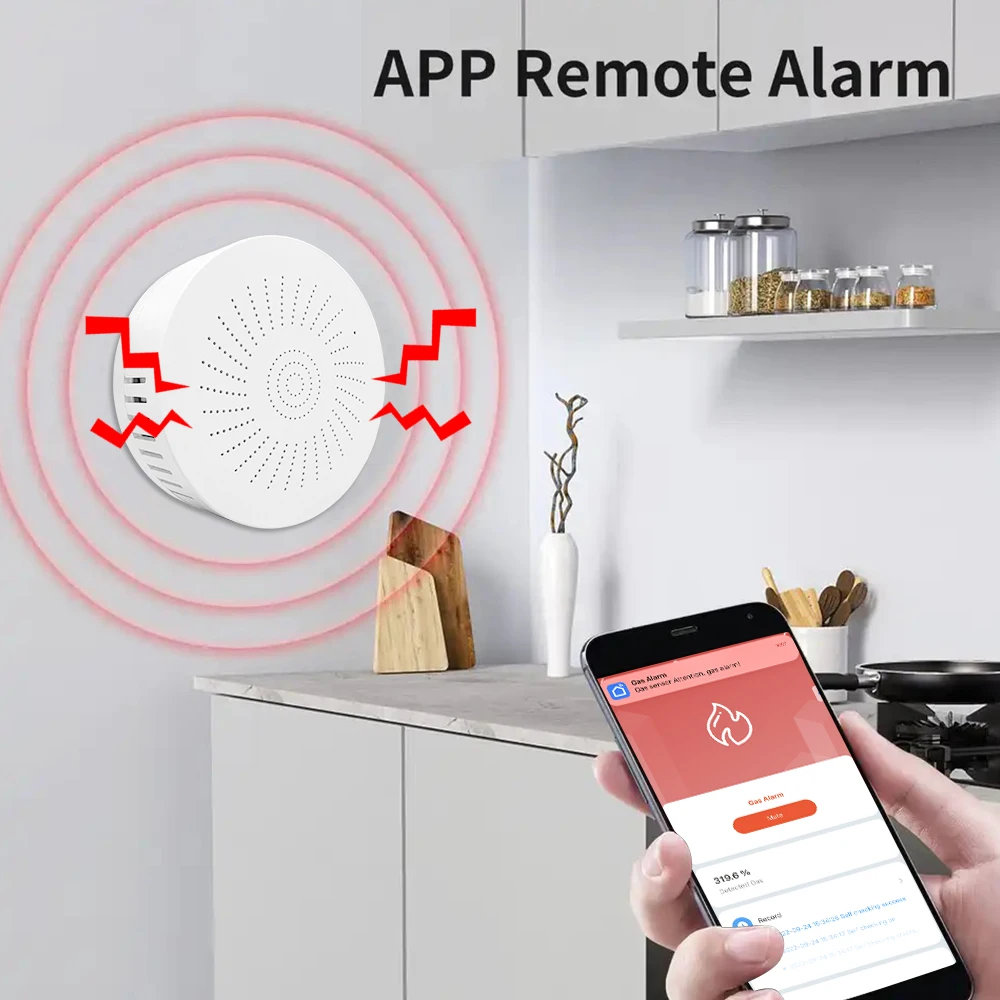 Tuya Smart Home WiFi Natural Gas Sensor Combustible Coal Gas LPG Gas Leakage Alarm Detector Fire Security Protection