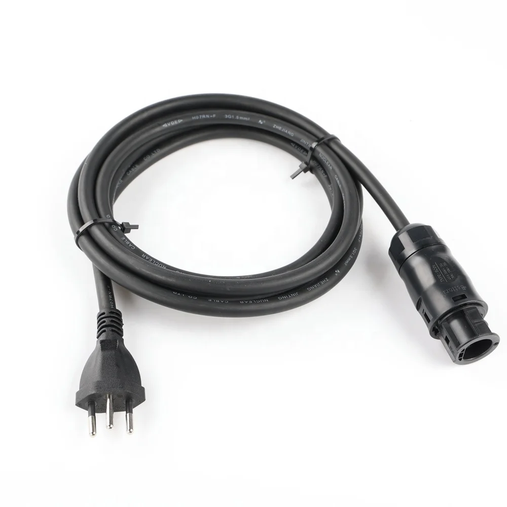 TUV Approval 3G1.5 IP68 Waterproof BC01 Female Cable To Swiss Plug T12 Rubber Wire