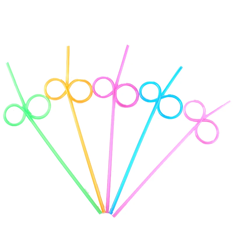 5*260mm Colorful Straw Crazy Curly Loop Coloured for Birthday Disposable Party Drinking Straws