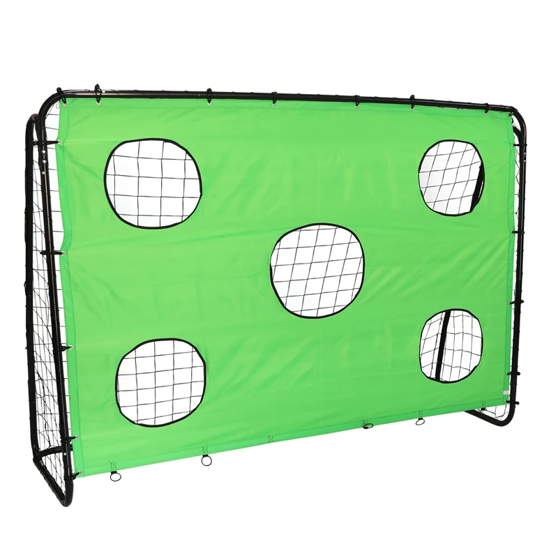 Large metal soccer goal post with shooting target