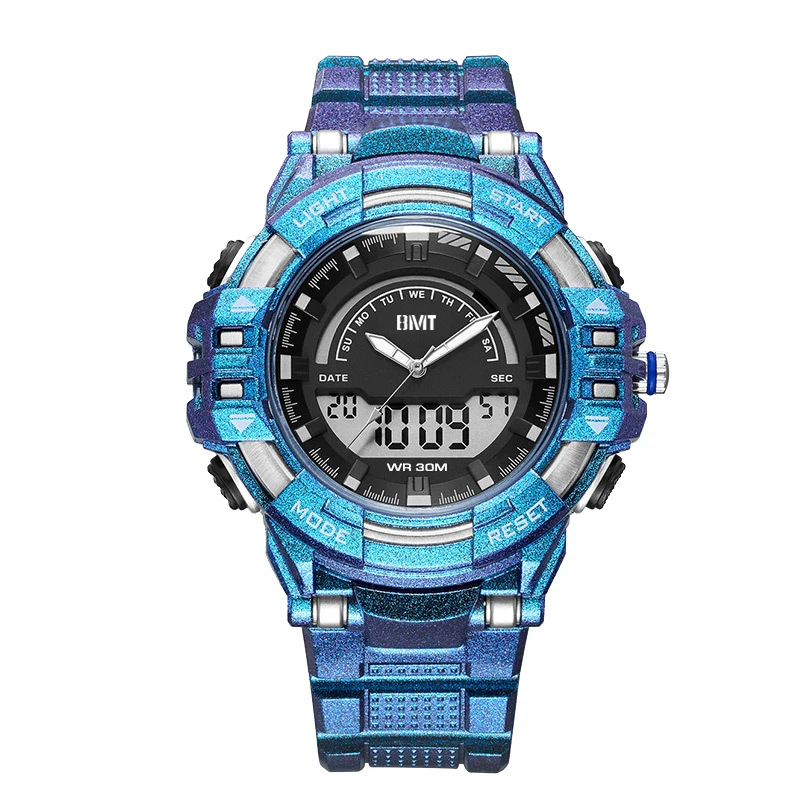 Wholesale good quality cheap fashion Lcd digital dual display watch sports waterproof 50m digital dual display watch for men