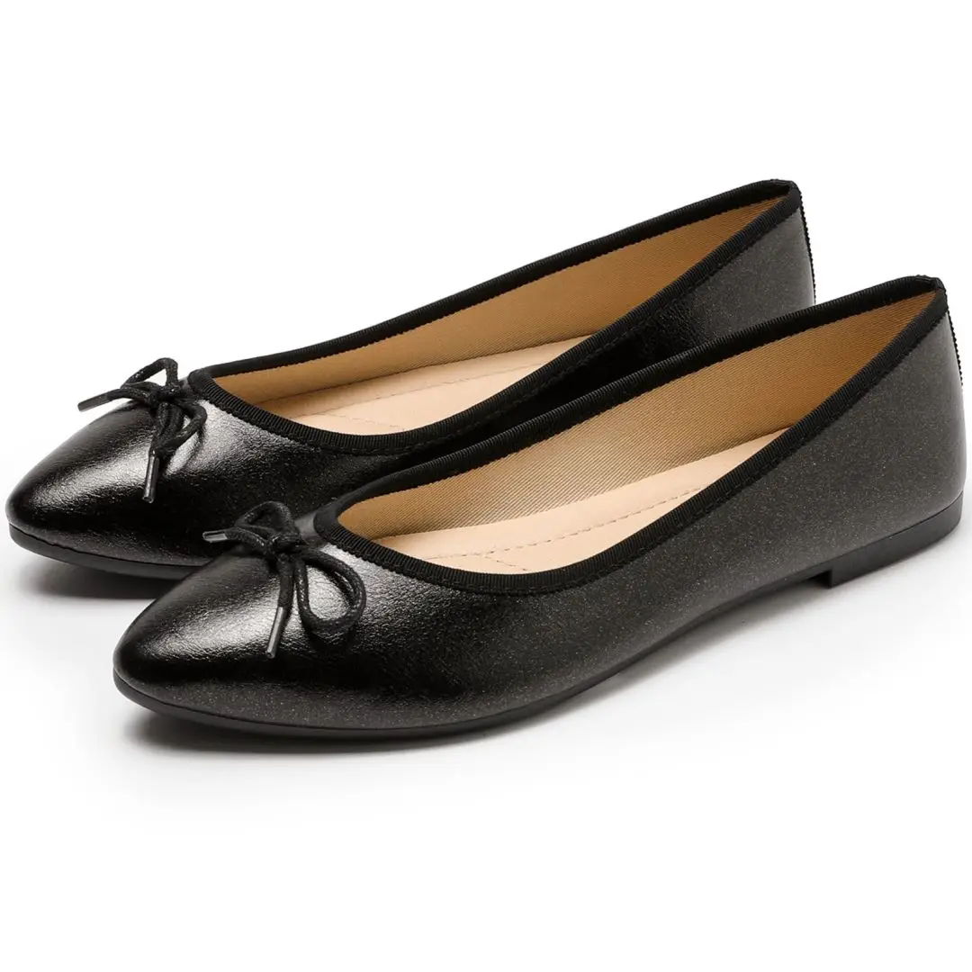 Wholesale  Flat Daily Work Comfortable Flats Shoes Pu Leather Low Top Pointed Casual Flat Shoes For Women