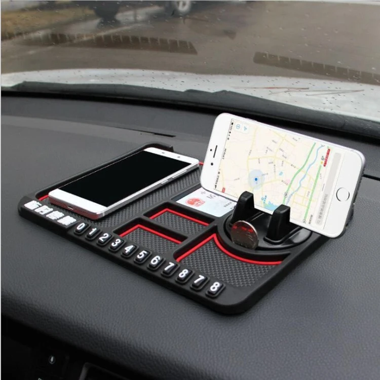Multi-function car mobile phone bracket car non-slip pad bracket storage pad temporary parking number plate bracket