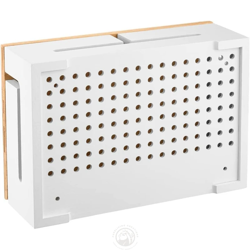 Home Wooden Magnetic Cable Cord Organizer Box Wires Keeper Storage Holder Wall Mount Cable Management Box With Bamboo Lid
