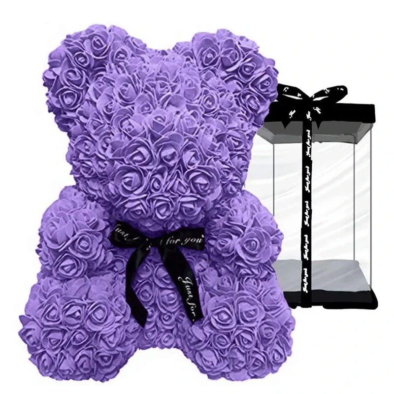 2024 Red Rose Teddy Bears With Box Flower 25Cm Valentines Day Foam Heart Pink Gift Artificial San Valentin Mini Rose Bear Toy