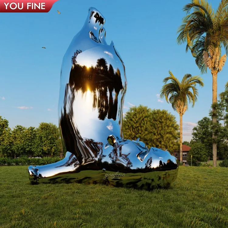 Outdoor Modern Mirror Polished Metal Statue Large Stainless Steel Abstract Sculpture