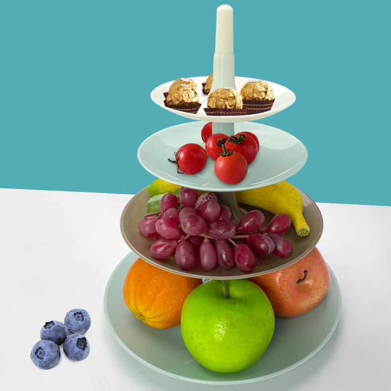 2023 творческий 4 слоя сервировки Candy лоток пластиковые сухие фрукты дисплей шкафа закуски десерт подставка для свадебного торта круглый поднос