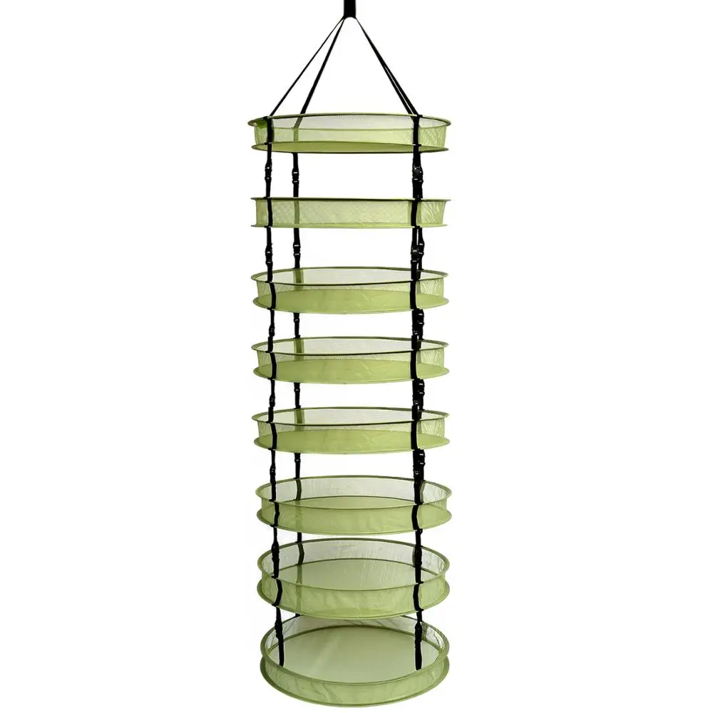 8 Layer Clip on Green Collapsable Hydroponic Greenhouse Plant Drying Rack Dry Net