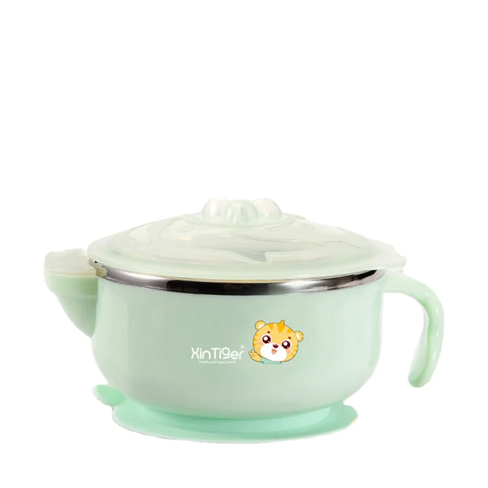 Food Warming Plate Stainless Steel Injection Hot Water Insulation Cup Children Eating Dishes Tableware Baby Sucker Feeding Bowl