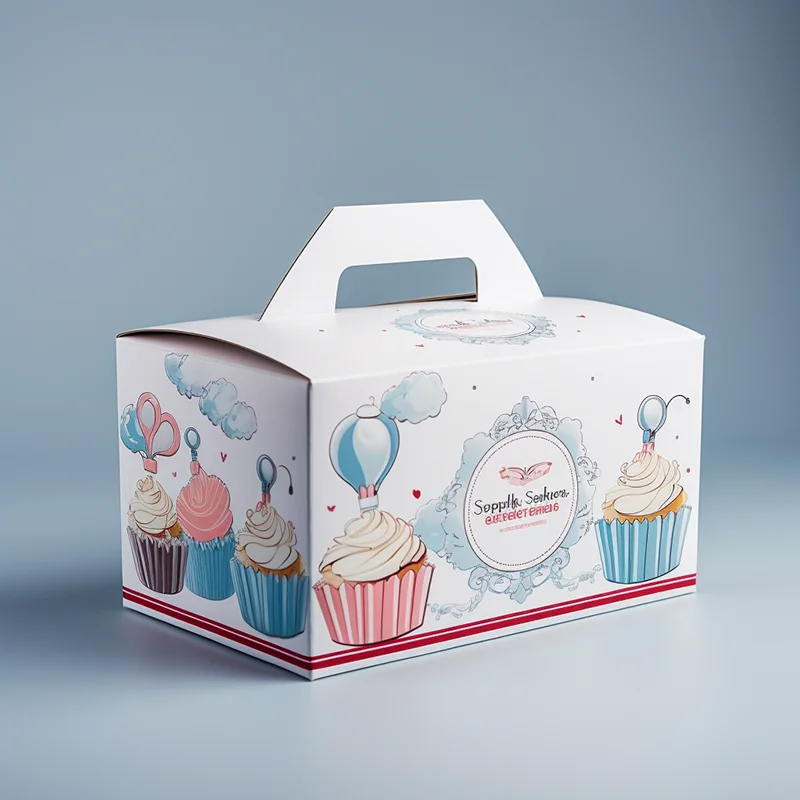 Cake Packaging Box New Arrival Wholesale Price White cardboard Soy Ink Cake Box With Handle