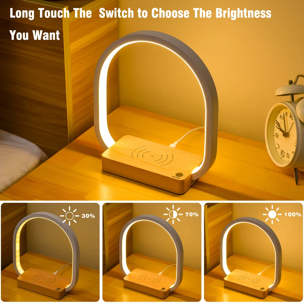 Amazon Sensor USB Charging LED Mood Desk Light Wooden Smart Sensing Induction Table Lamp Wireless Lamp Light