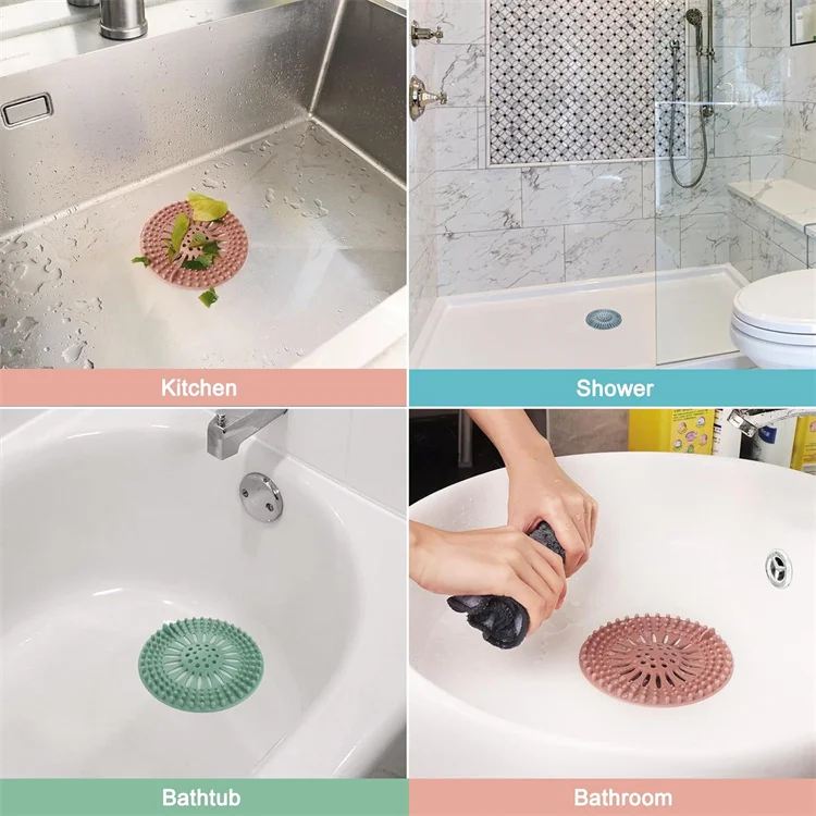 Silicone Hair Catcher Shower Drain Cover Protector Bathtub Hair Stopper Strainer for Bathroom Tub Kitchen Sink Silicon Colanders