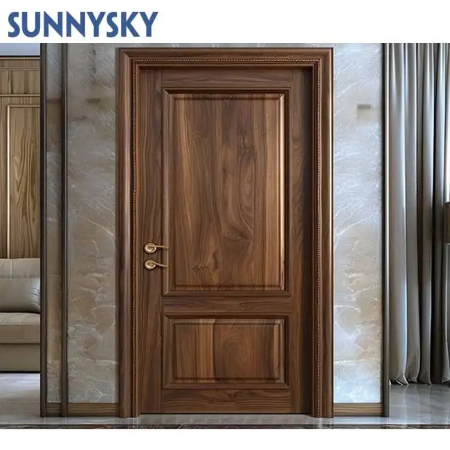Sunnysky High quality country style simple wood design customize bedroom interior door