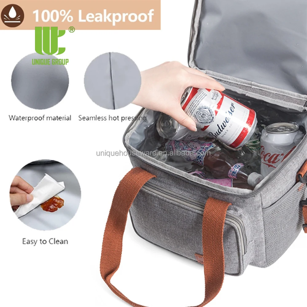 UNIQUE GROUP Lunch Bag Insulated Two Separate Compartments Lunch Box with Adjustable Shoulder Strap Lunch Cooler Bag for Work