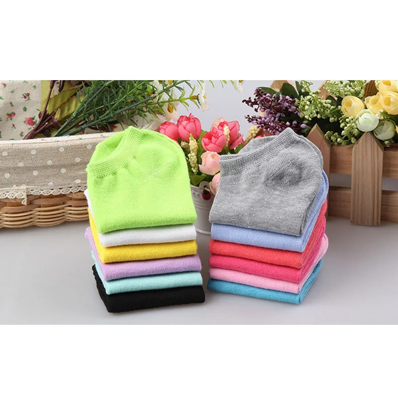 HF Hot selling cheap candy color women boat socks fashion versatile student pure color ankle socks