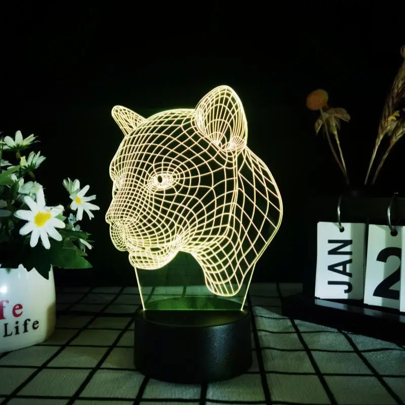 LED lion head night light intelligent multi-color atmosphere lamp 3D three-dimensional table lamp