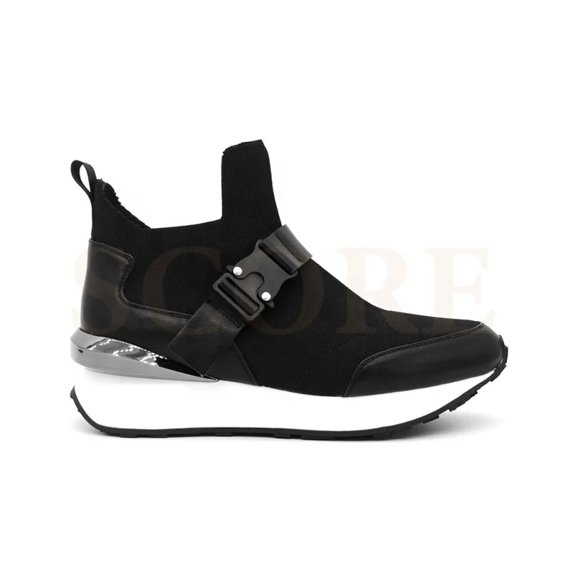 
2021 fashion women usa style sneakers shoes brand Score buckle black sneakers shoes 