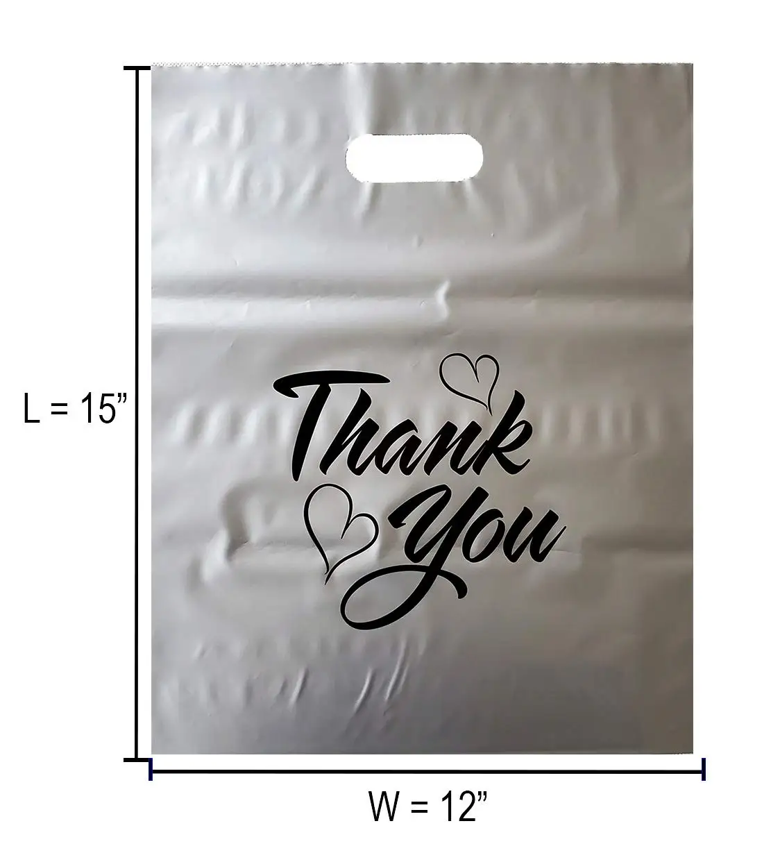  100 Пластиковые серебряные пакеты Thank You Die Cut handle Bag для