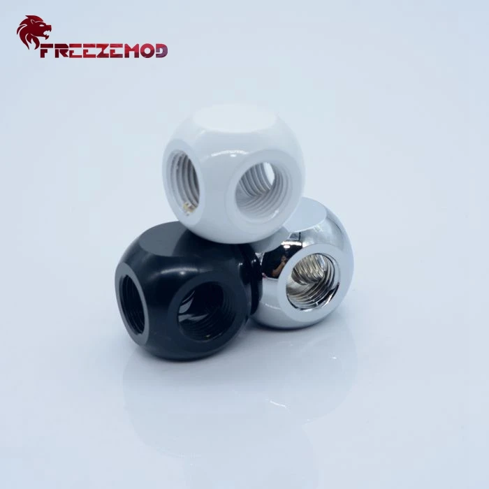 Copper pipe fitting G1/4' cube Black brass 3-way adapter computer water cooling system. HDTD-3STB