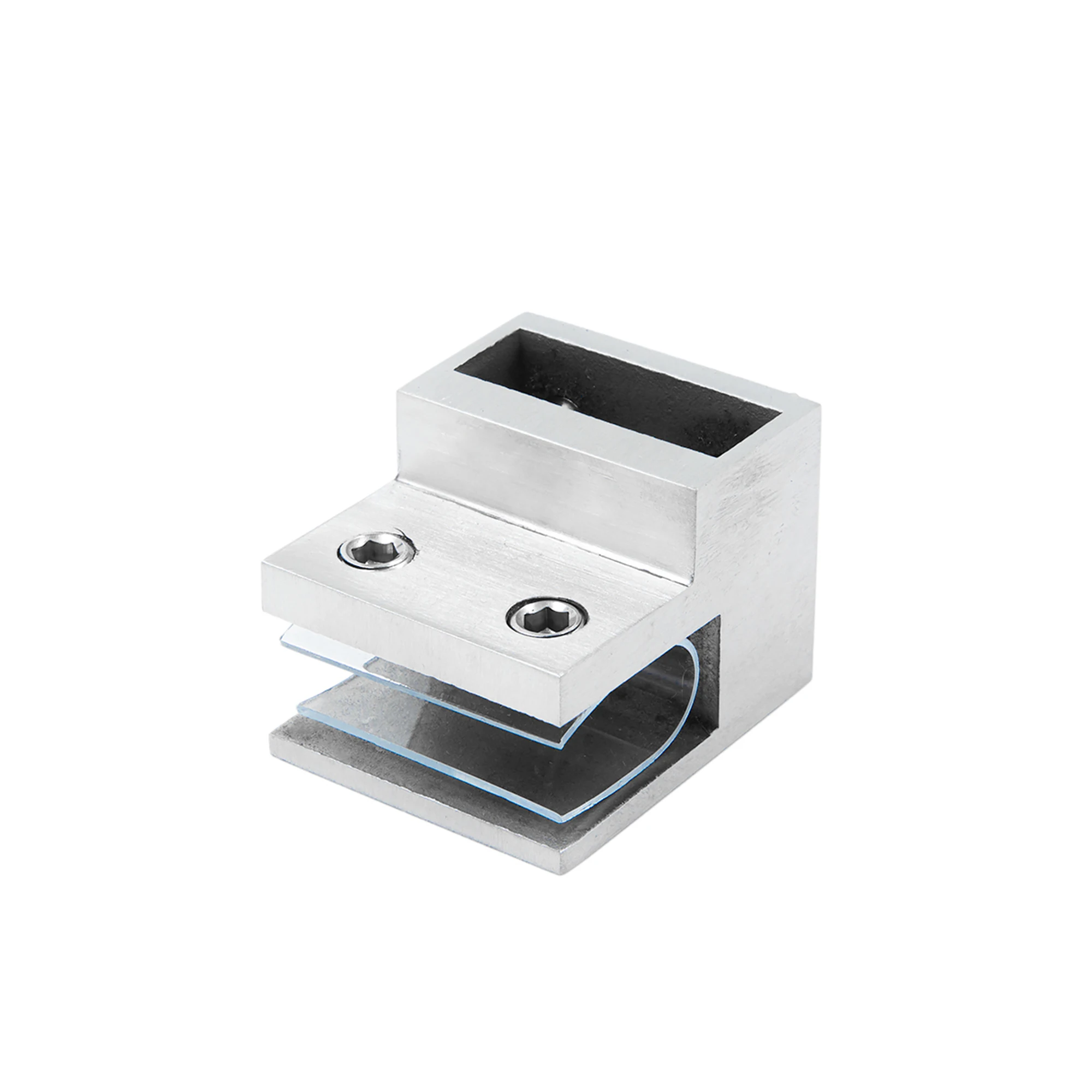 Shower Door Hardware Fitting Satin 90 Degree Glass Connector Glass To Square Tube Hanging Bathroom Glass Clamp Connector