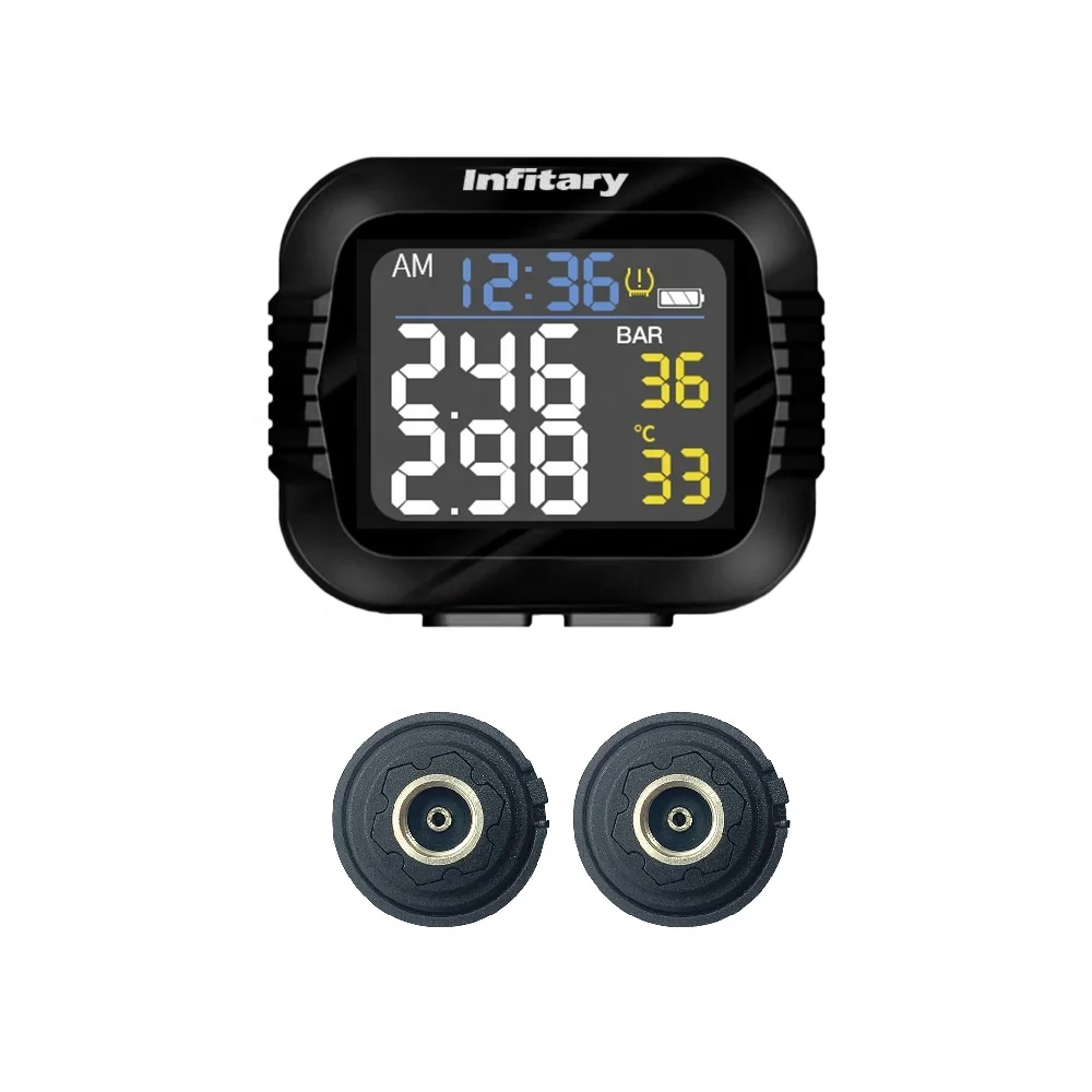 TPMS Sensor 2-Wheel Universal Auto Bike E-Bike Motor Truck Valve Tool Solar Tire Pressure Monitoring System TPMS Sensor Car TPMS