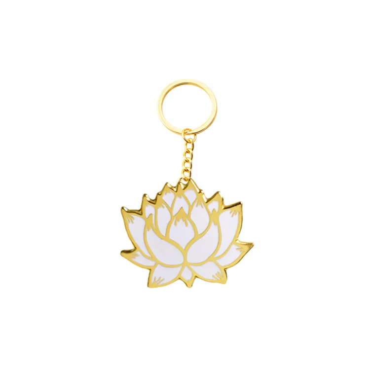 Wholesale Flower Lotus Keychain Peony Lily Lotus Daffodil Keychains Custom LOGO Cherry Blossoms Enamel Keyring Key Llavero Key