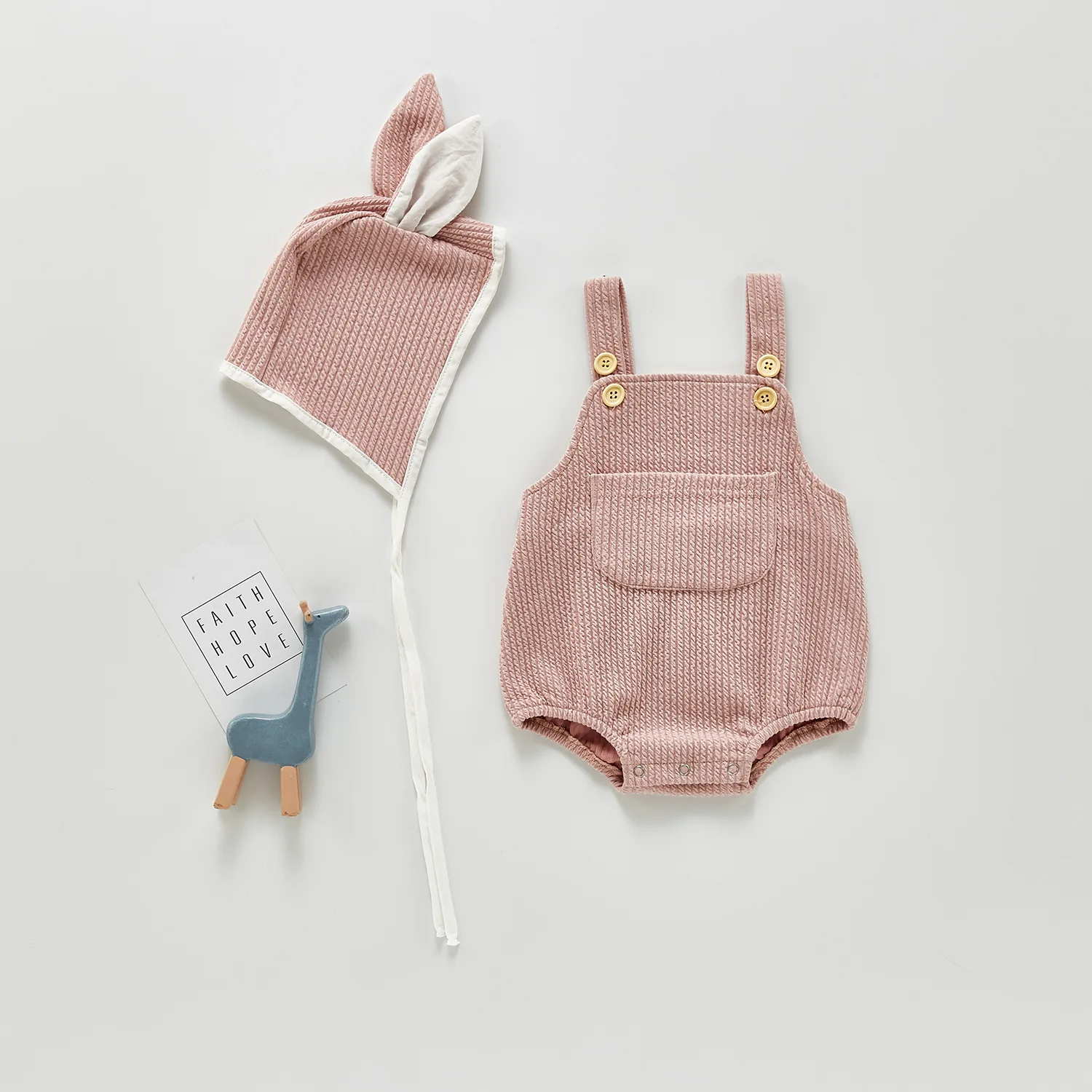  Easter Cute Baby Bunny Rabbit Rompers Hats Clothing Set Girl Boy Solid Color