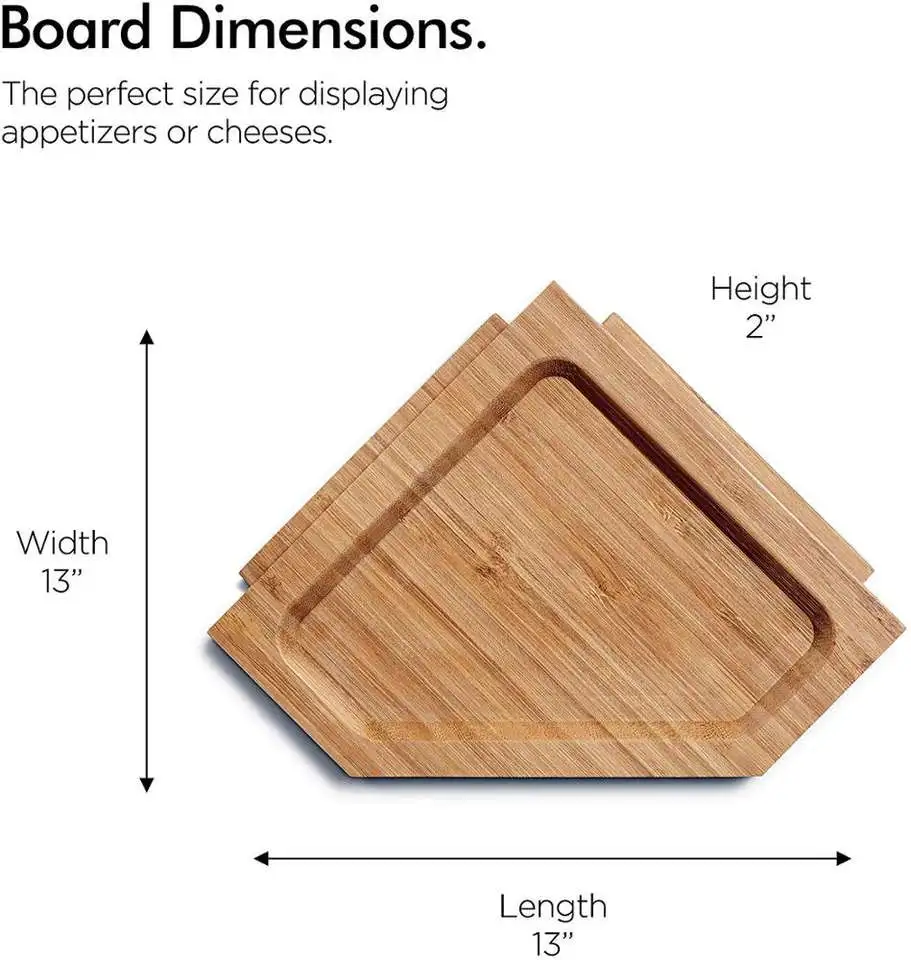 Bamboo cheese board with display stand, wooden deli platter and meat serving board for housewarming, parties and weddings