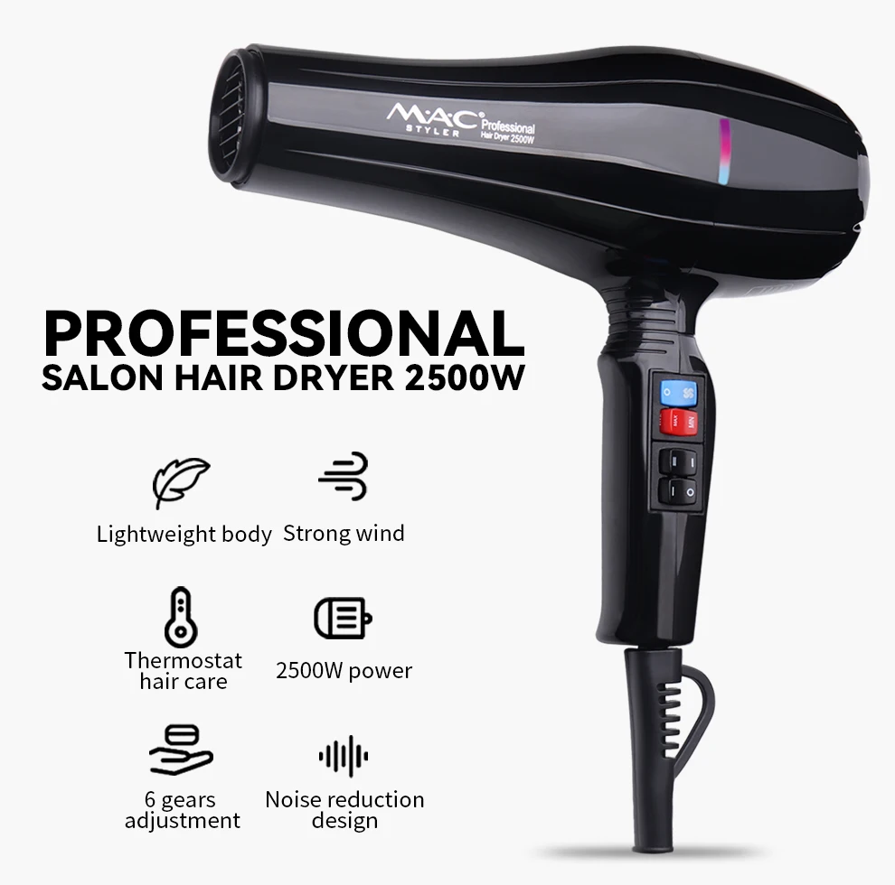 Professional Gift Box Packaging High Quality Strong Wind Hair Dryer Salon Quick Adjustment Care Hair Dryer