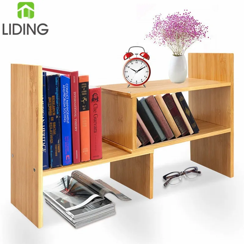 High Quality Adjustable Bamboo Desktop Bookshelf Desk Organizer