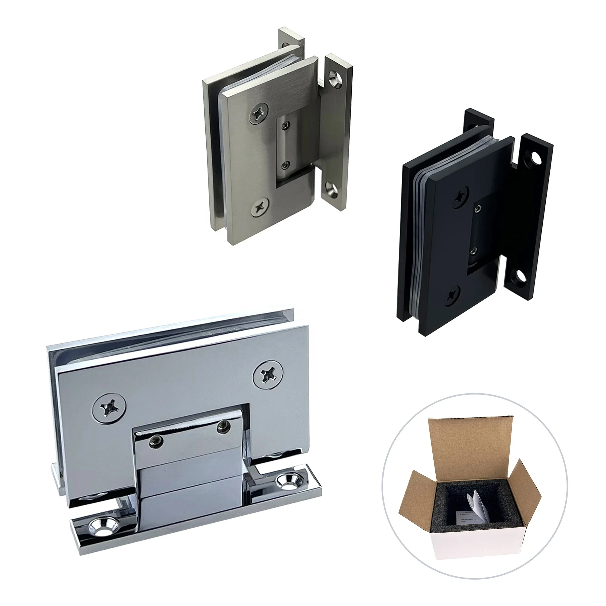 square Pivot Door Shower Glass Hinge H Plate 90 Degree adjustable Glass To Wall Brass Shower Hinge