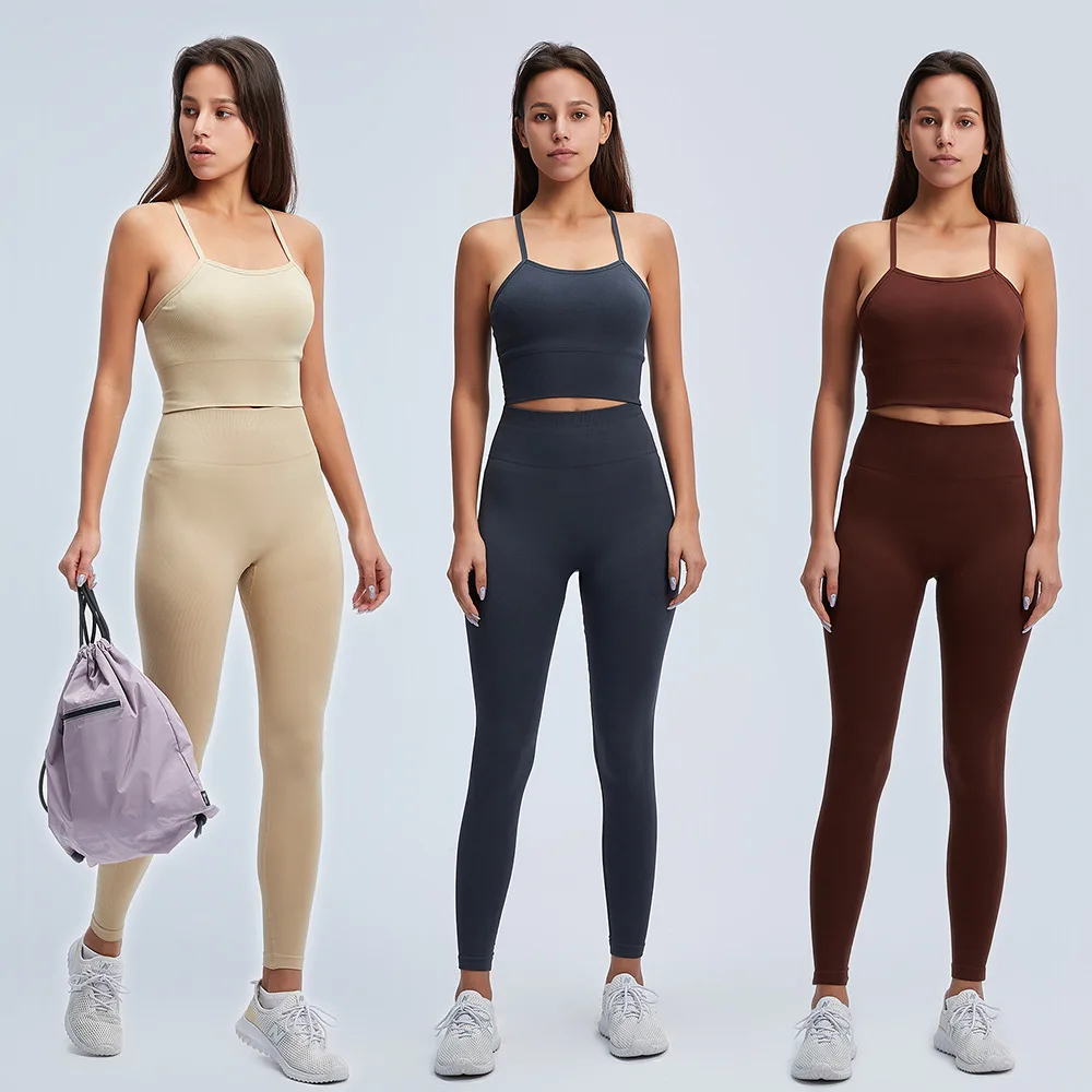 
2/3Pcs Sports Athletic High Waist Seamless Leggings Outfit Workout Sportswear Gyms Women Tracksuit Crop Top Sports Bra Yoga Set 