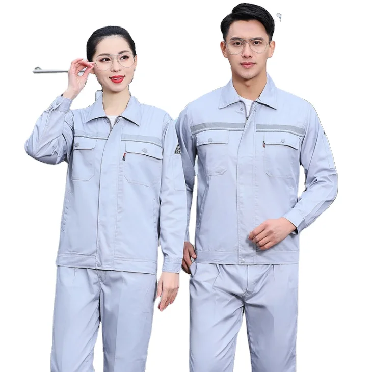 Оптовая продажа, промышленная рабочая одежда из двух частей, светоотражающая рабочая одежда, униформа для мужчин и женщин из хлопка, унисекс, OEM на заказ