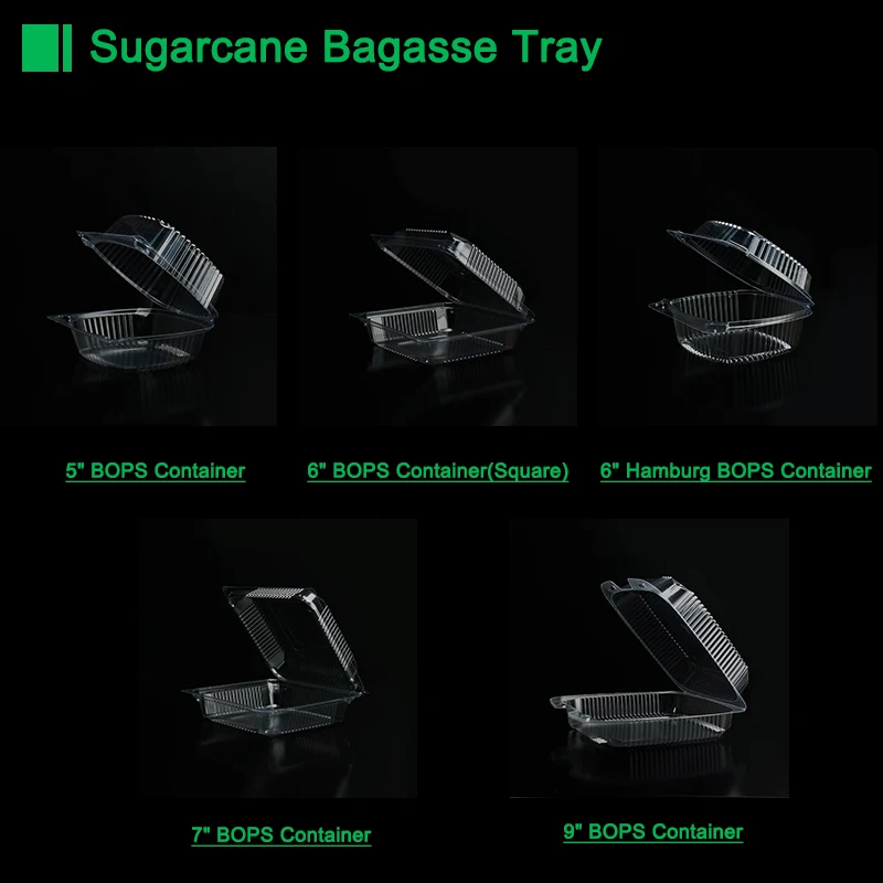 Customized Logo Disposable BOPS Plastic Fast Food Packaging Takeaway Clear Clamshell Packaging Clear Bread Container With Lid