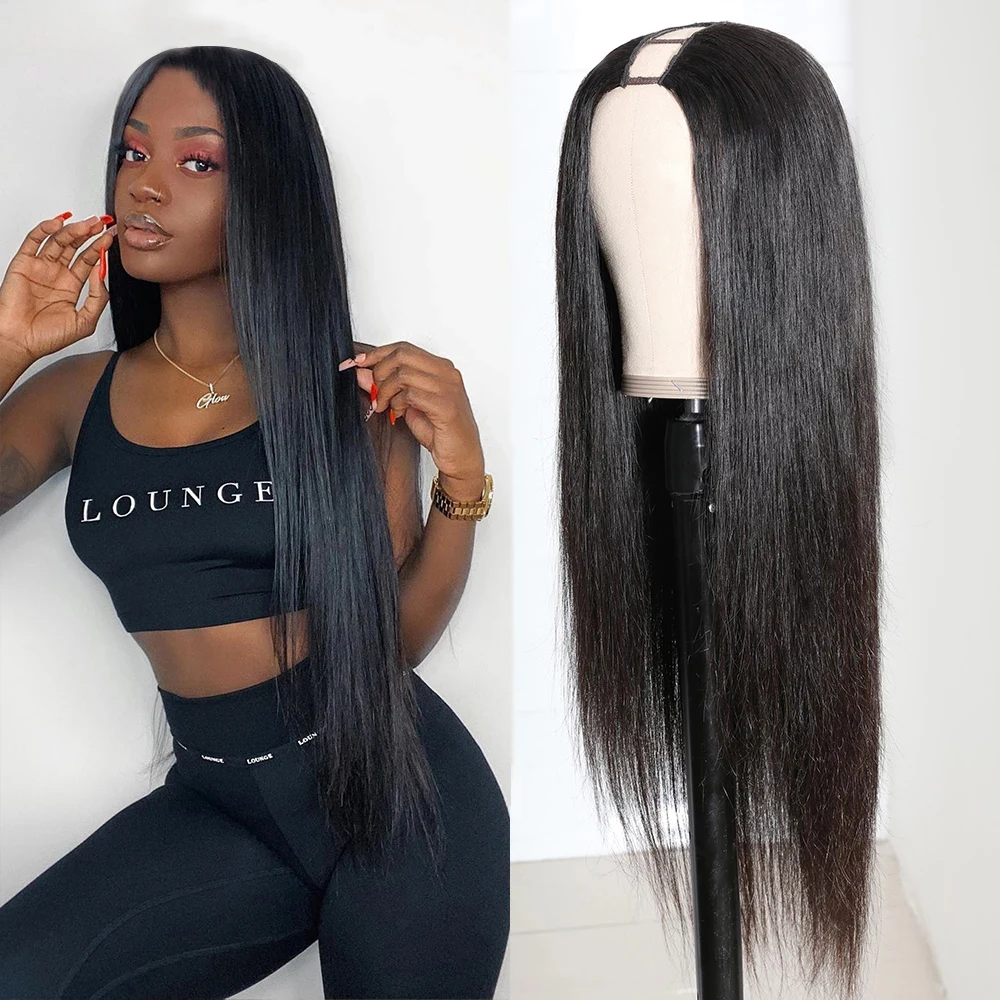 GD Bone Straight Brazilian Human Hair u Part Wig,Cheap Remy Hair Machine Made Wigs,Natural Human Hair u Part Wig For Black Women