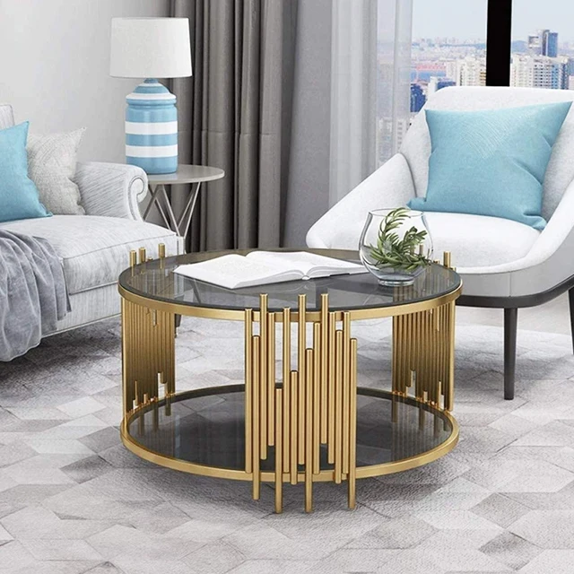 Hot selling Luxury furniture Coffee Table Set Stainless Steel Round coffee table for living room