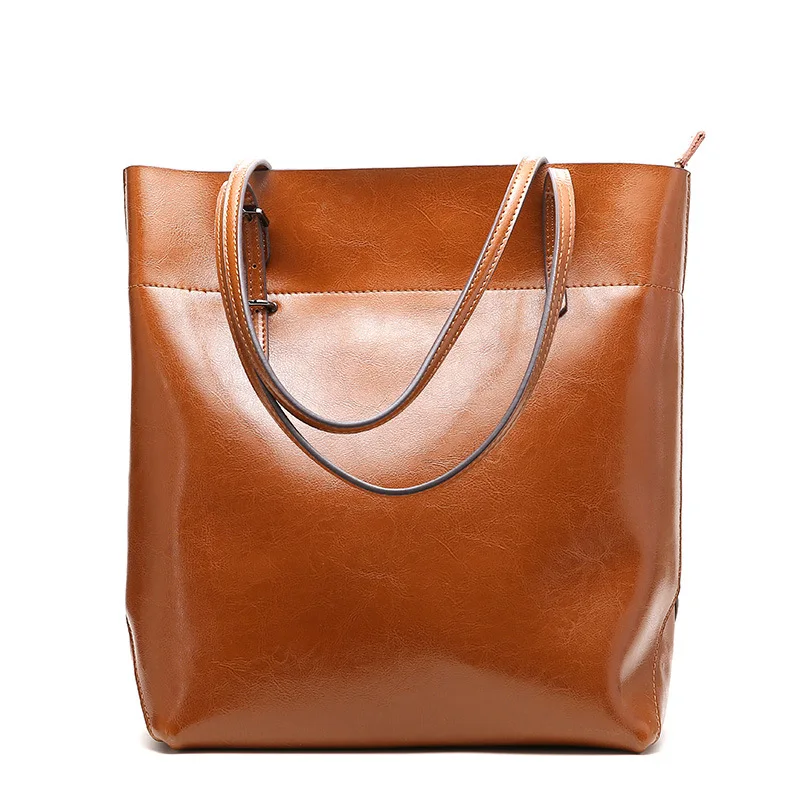 
2021 Fashion Genuine Leather Women Shoulder Bags Wholesale Shopping Bags Portable Leather Bags Simple and Practical Ladies Big B 