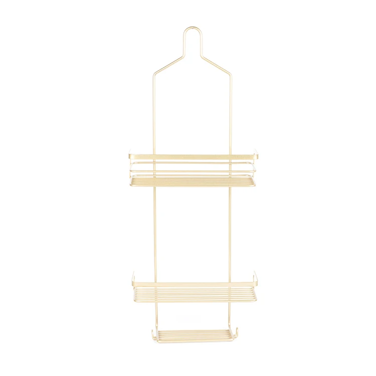 
bathroom 2 tier standing Corner shelf metal stainless steel hanging shower caddy 
